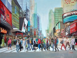 City in Motion by Torabi - Original Painting on Box Canvas sized 40x30 inches. Available from Whitewall Galleries